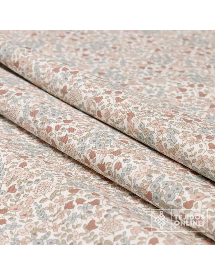 Viella flores pequeñas tonos empolvados - Telas de Flores - Imagen 4