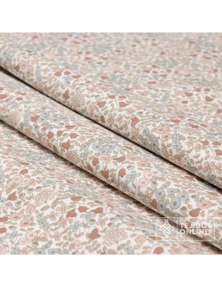 Viella flores pequeñas tonos empolvados - Telas de Flores - Imagen 4