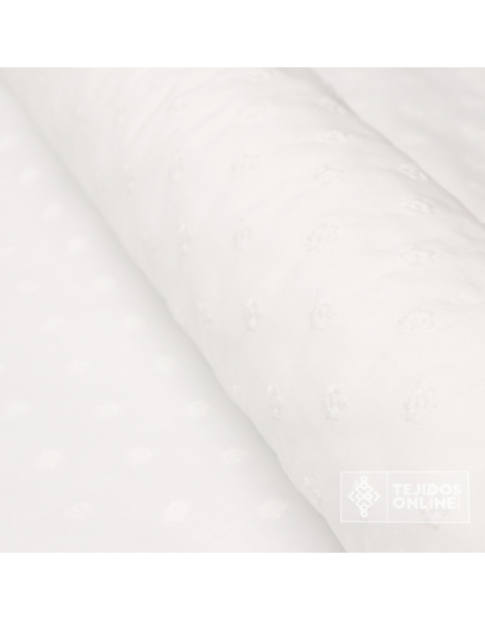 Batista Blanca Flor Margarita Bordada | Telas de Plumetti - Imagen 2