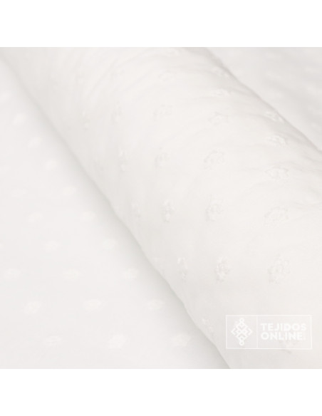 Batista Blanca Flor Margarita Bordada | Telas de Plumetti - Imagen 2