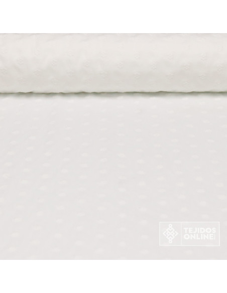 Batista Blanca Flor Margarita Bordada | Telas de Plumetti - Imagen 1