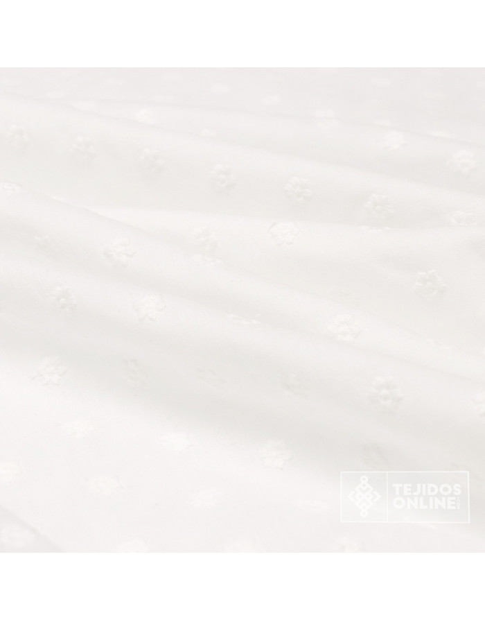 Batista Blanca Flor Margarita Bordada | Telas de Plumetti - Imagen 3