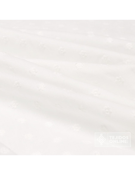 Batista Blanca Flor Margarita Bordada | Telas de Plumetti - Imagen 3