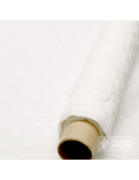 Batista Blanca Flor Margarita Bordada | Telas de Plumetti - Imagen 5