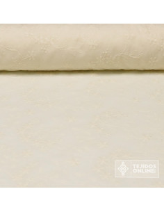 Batista Beige Flor Bordada con Puntas