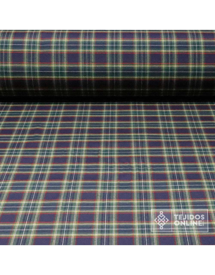 Tela Cuadro Escoces Azul Marino - Telas de Navidad - Imagen 1