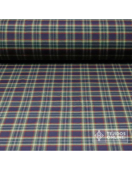 Tela Cuadro Escoces Azul Marino - Telas de Navidad - Imagen 1