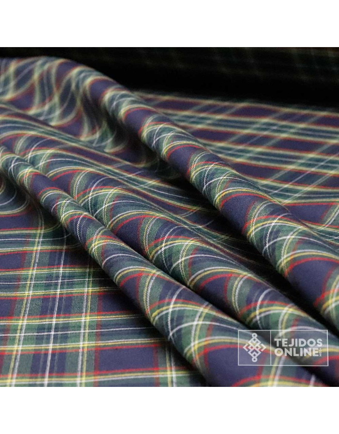 Tela Cuadro Escoces Azul Marino - Telas de Navidad - Imagen 4