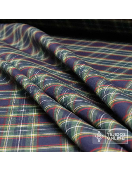 Tela Cuadro Escoces Azul Marino - Telas de Navidad - Imagen 4