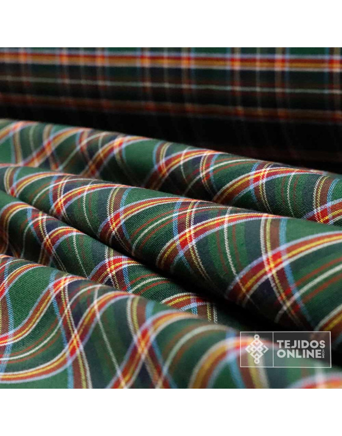 Tela Cuadro Escoces Verde Botella - Tela cuadros