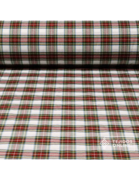 Loneta Cuadro Escoces Blanco - Tela cuadros