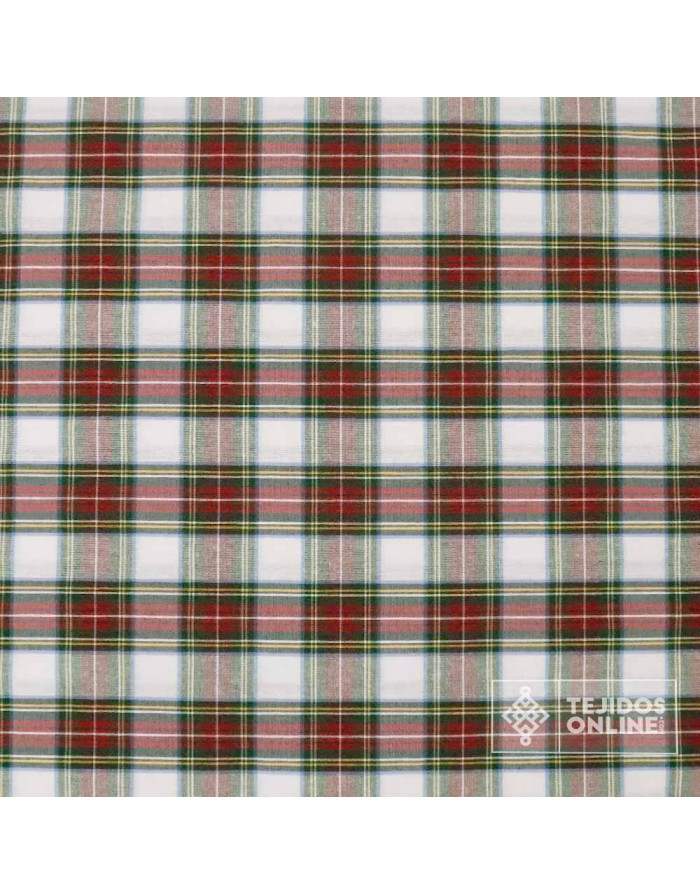 Loneta Cuadro Escoces Blanco - Tela cuadros