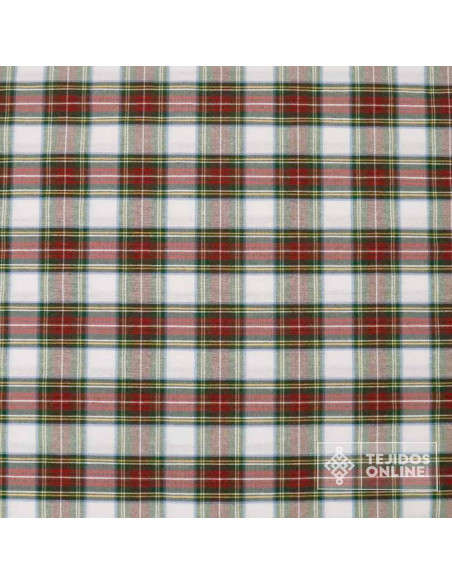 Loneta Cuadro Escoces Blanco - Tela cuadros