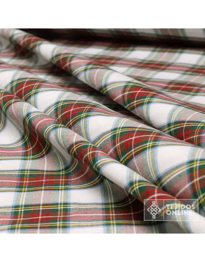 Loneta Cuadro Escoces Blanco - Tela cuadros