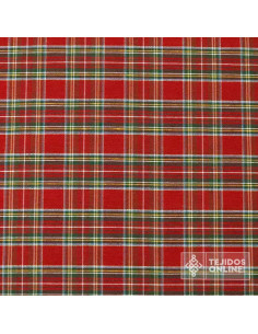 Tela Cuadro Escoces Rojo Lurex Dorado - Tela cuadros 2
