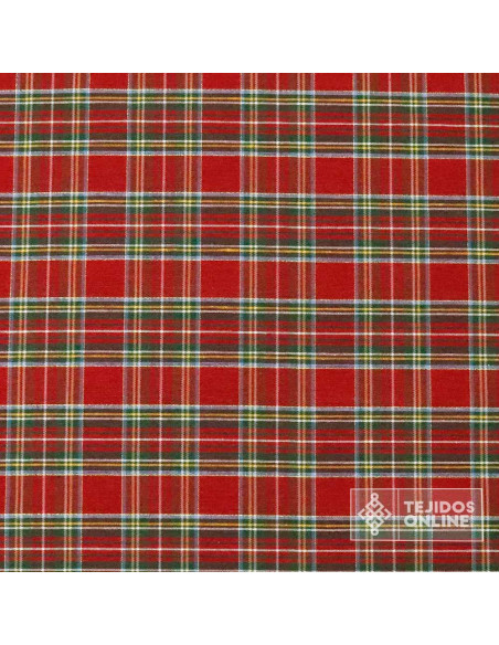 Tela Cuadro Escoces Rojo Lurex Dorado - Tela cuadros