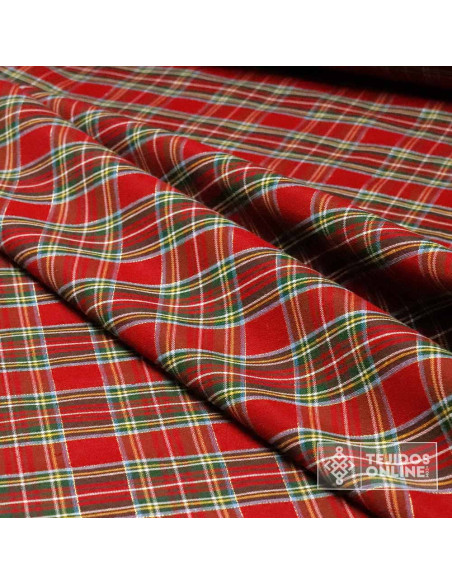 Tela Cuadro Escoces Rojo Lurex Dorado - Tela cuadros