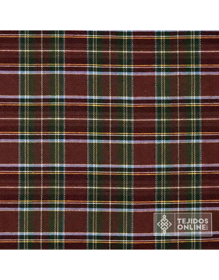 Tela Cuadro Escoces Burdeos Lurex Dorado - Tela cuadros - Imagen 3