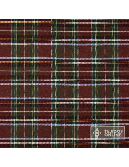 Tela Cuadro Escoces Burdeos Lurex Dorado - Tela cuadros - Imagen 3