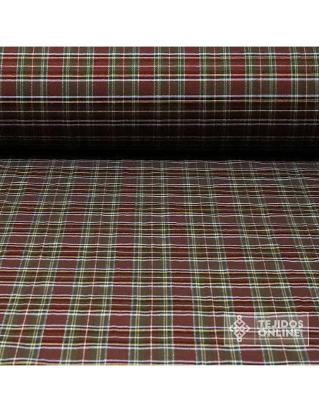 Tela Cuadro Escoces Burdeos Lurex Dorado - Tela cuadros - Imagen 1