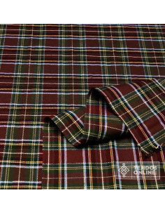 Tela Cuadro Escoces Burdeos Lurex Dorado - Tela cuadros 2