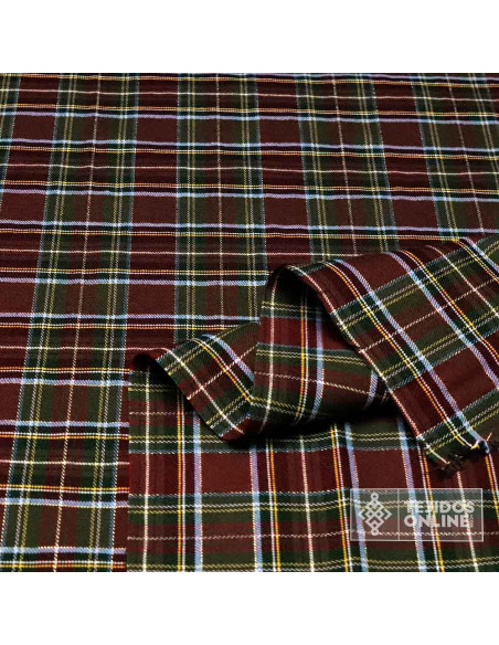 Tela Cuadro Escoces Burdeos Lurex Dorado - Tela cuadros - Imagen 2