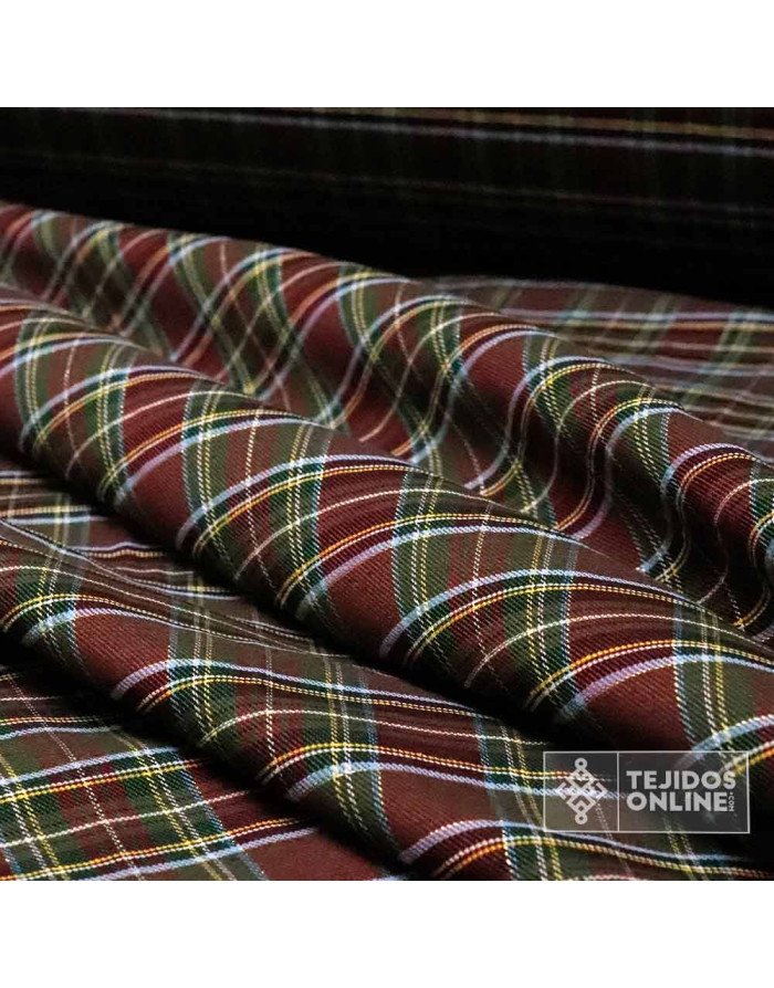 Tela Cuadro Escoces Burdeos Lurex Dorado - Tela cuadros - Imagen 4