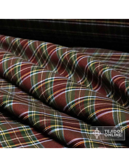 Tela Cuadro Escoces Burdeos Lurex Dorado - Tela cuadros - Imagen 4