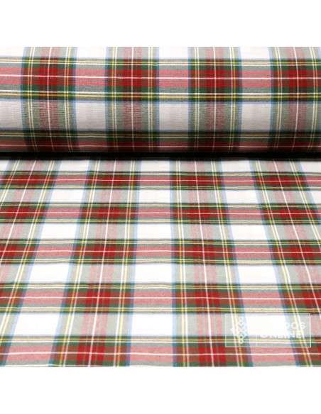 Tela Cuadro Escoces Blanco Grande - Telas de Navidad - Telas Online