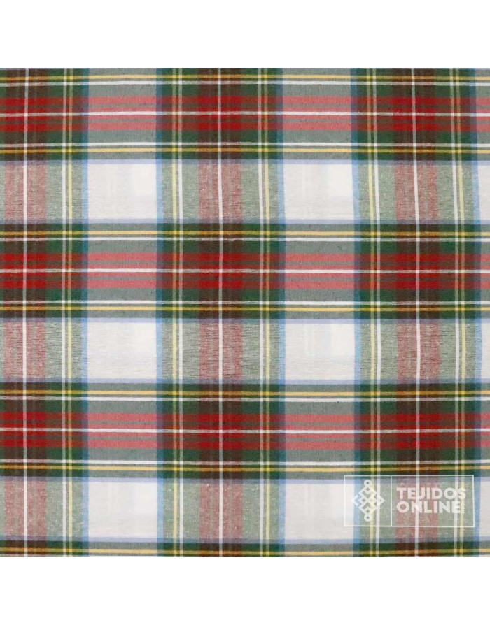 Tela Cuadro Escoces Blanco Grande - Telas de Navidad - Telas Online