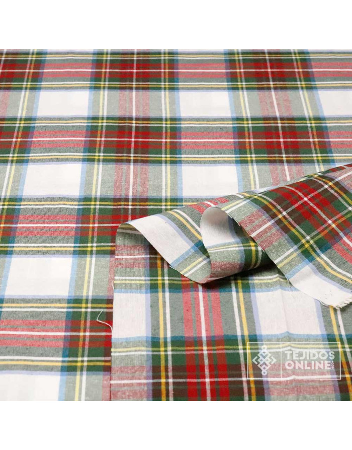 Tela Cuadro Escoces Blanco Grande - Telas de Navidad - Telas Online