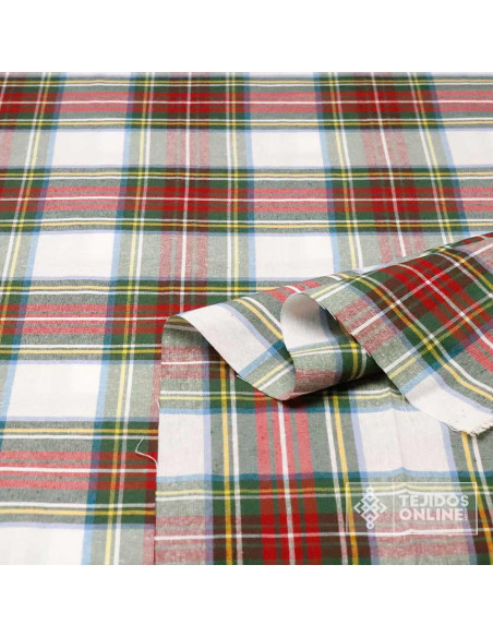 Tela Cuadro Escoces Blanco Grande - Telas de Navidad - Telas Online