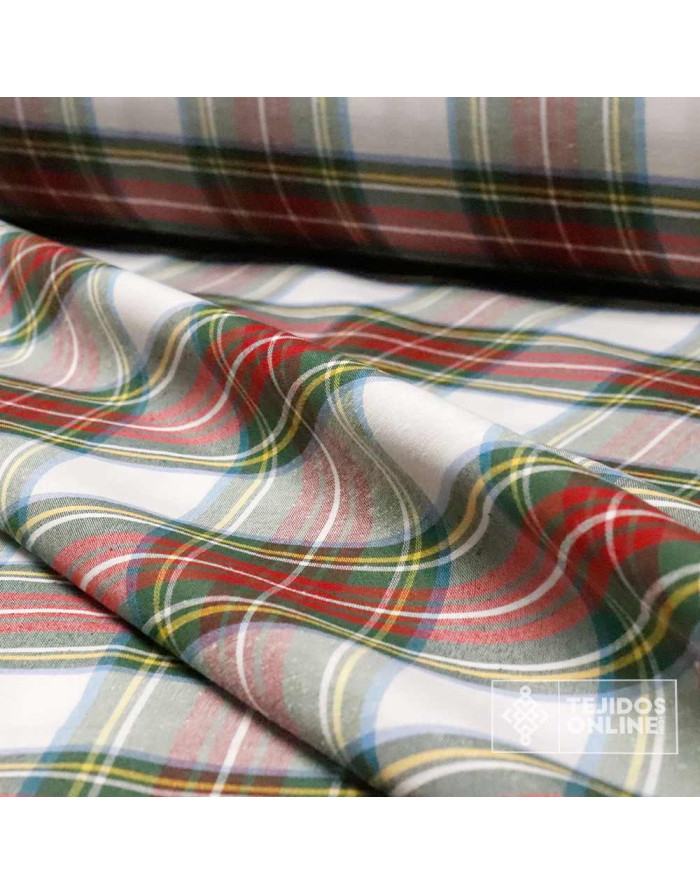 Tela Cuadro Escoces Blanco Grande - Telas de Navidad - Telas Online