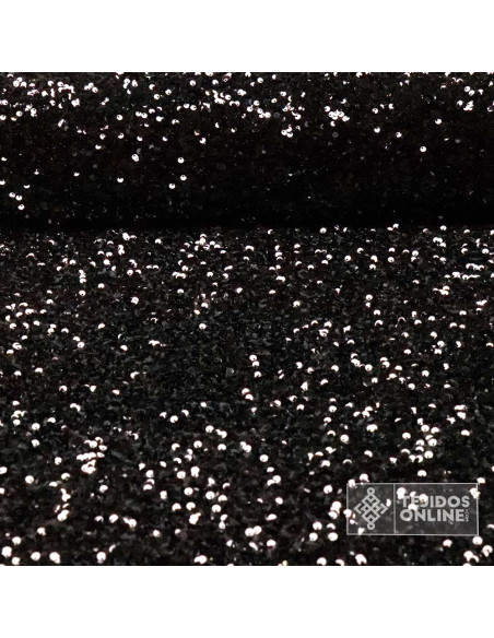 Lentejuela Negra Base Terciopelo- Lentejuelas - Telas para Eventos - Imagen 1