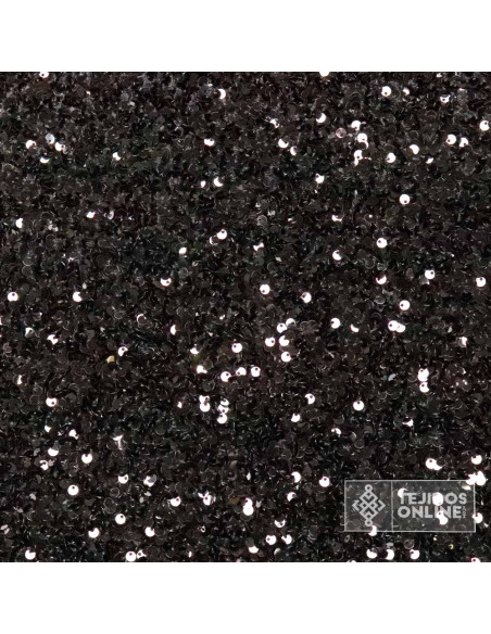 Lentejuela Negra Base Terciopelo- Lentejuelas - Telas para Eventos - Imagen 4