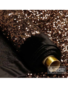 Lentejuela Cobre Base Terciopelo - Telas para Bodas 2