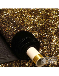 Lentejuela Dorada Base Terciopelo - Telas para Bodas 2