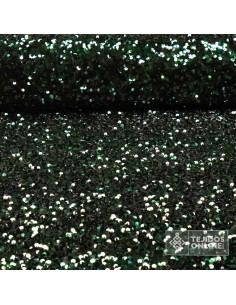 Lentejuela Verde Botella Base Terciopelo - Telas para Bodas