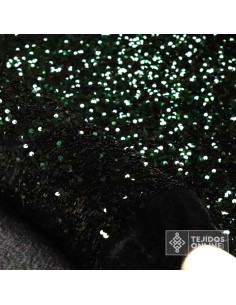 Lentejuela Verde Botella Base Terciopelo - Telas para Bodas 2