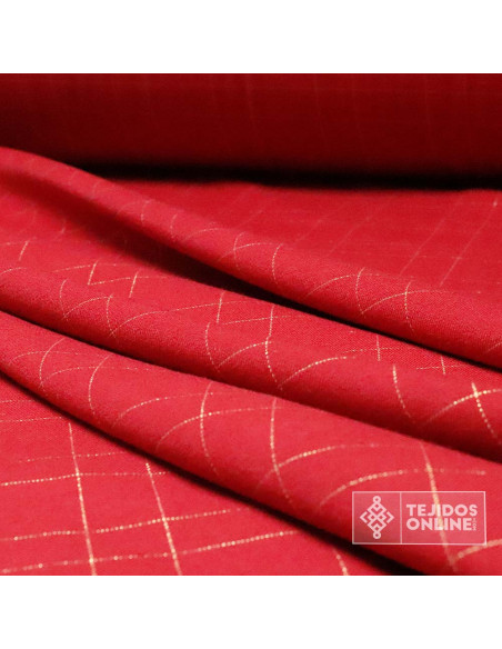 Tela Cuadro Escoces Rojo Lurex Dorado - Telas de Cuadro