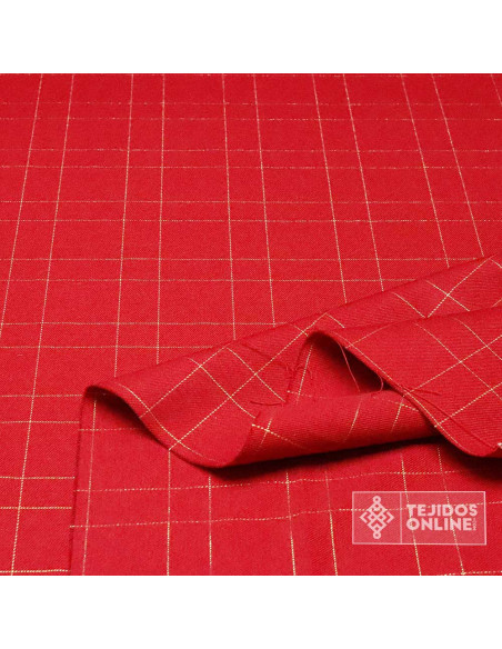 Tela Cuadro Escoces Rojo Lurex Dorado - Telas de Cuadro