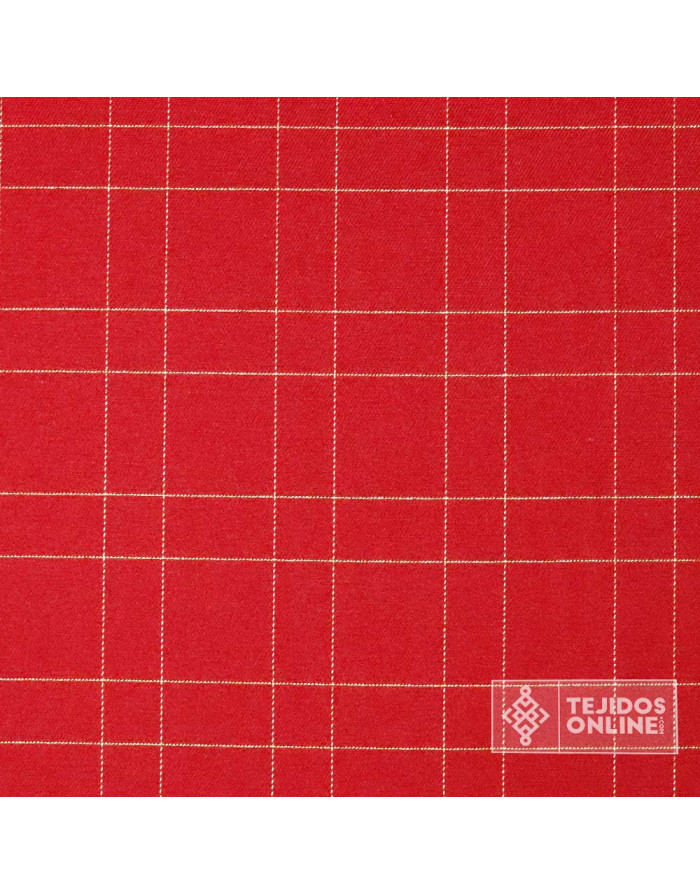 Tela Cuadro Escoces Rojo Lurex Dorado - Telas de Cuadro