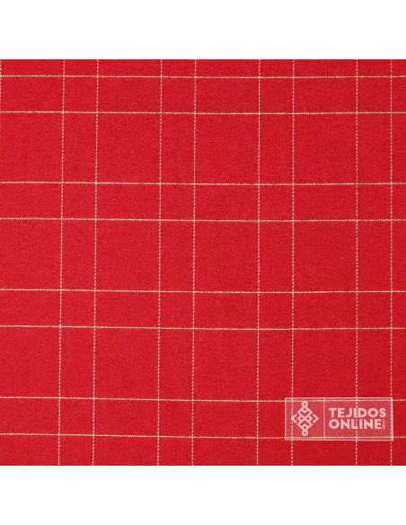 Tela Cuadro Escoces Rojo Lurex Dorado - Telas de Cuadro