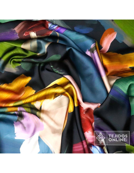 Crep Seda Raso Acuarela - Tela de Vestir Estampada