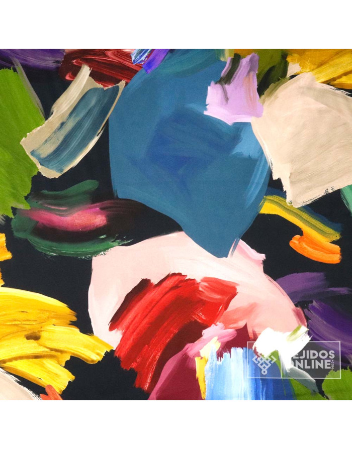 Crep Seda Raso Acuarela - Tela de Vestir Estampada