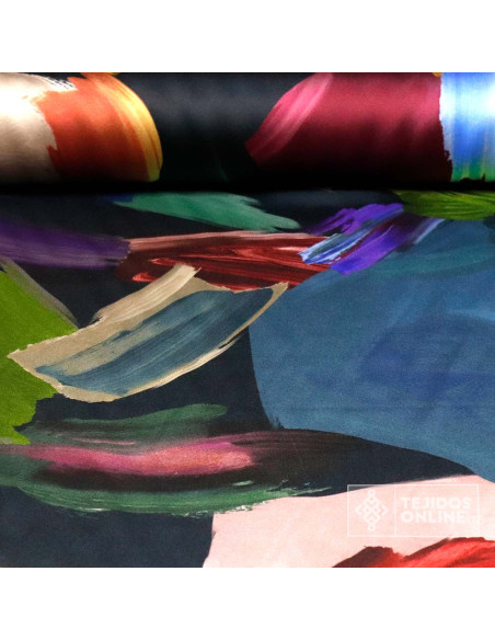 Crep Seda Raso Acuarela - Tela de Vestir Estampada