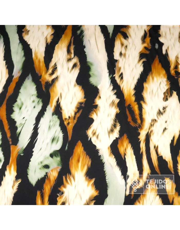 Crep Seda Raso Lycra Safary - Tela de Vestir Estampada