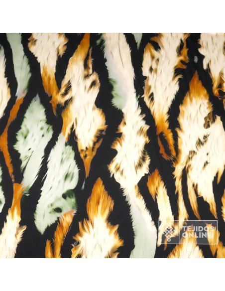 Crep Seda Raso Lycra Safary - Tela de Vestir Estampada