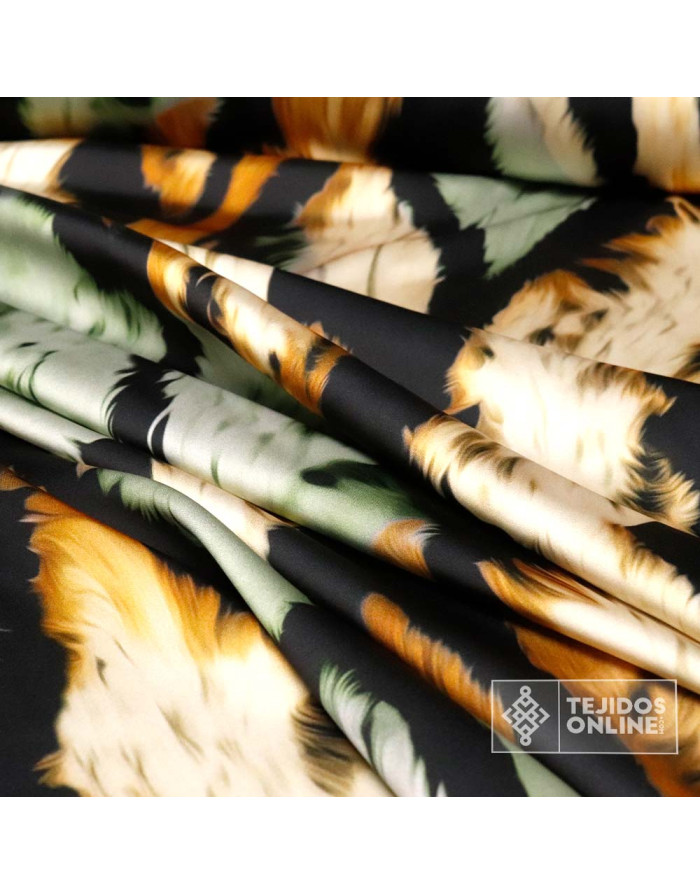 Crep Seda Raso Lycra Safary - Tela de Vestir Estampada