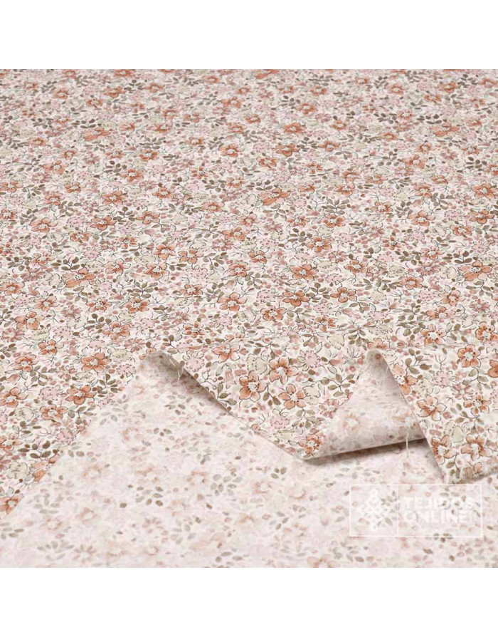 Viella Flores Liberty 100% Algodón | Topo, Caldera Y Celeste